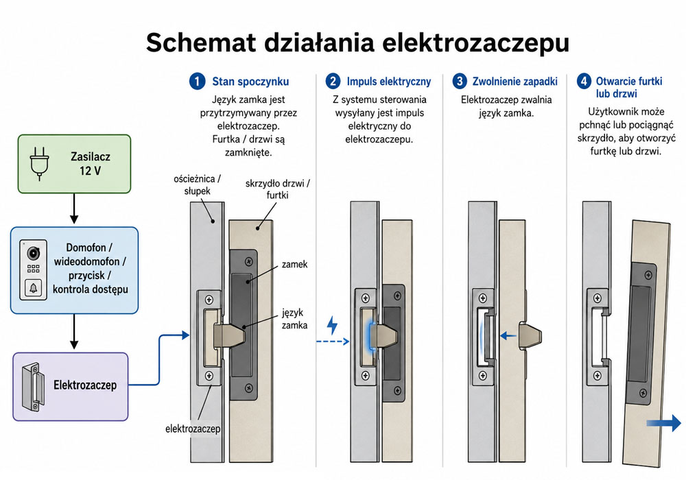 Schemat działania elektrozaczepu